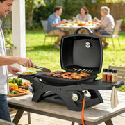 Portable 2 Burner Gas BBQ with Side Tables for Small Gardens and Camping Black Outsunny