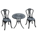 3 Piece Cast Aluminium Bistro Set, Black Outsunny