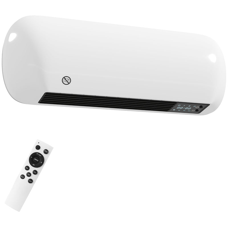 2000W Wall Mounted Ceramic Electric Heater With Fan and Thermostat Control, White