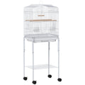 White Bird Cage with Stand and Storage for Budgies Canaries Finches Easy Clean Tray