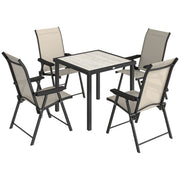 4 Seater Garden Dining Set with Folding Chairs and Space Saving Table for Small Patios, Brown Outsunny