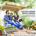 Light Grey 2 Seater Garden Bench Cushion with Backrest and Ties 98 x 100cm by Outsunny