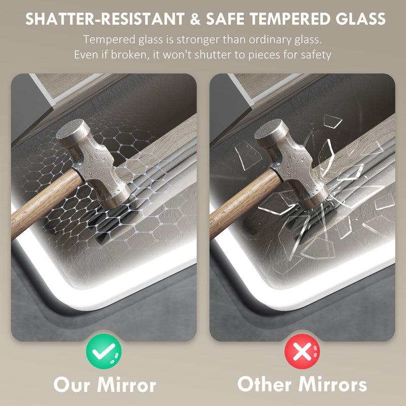 Backlit LED Bathroom Mirror 60 x 80 cm with Bluetooth and Demister in Silver Tone