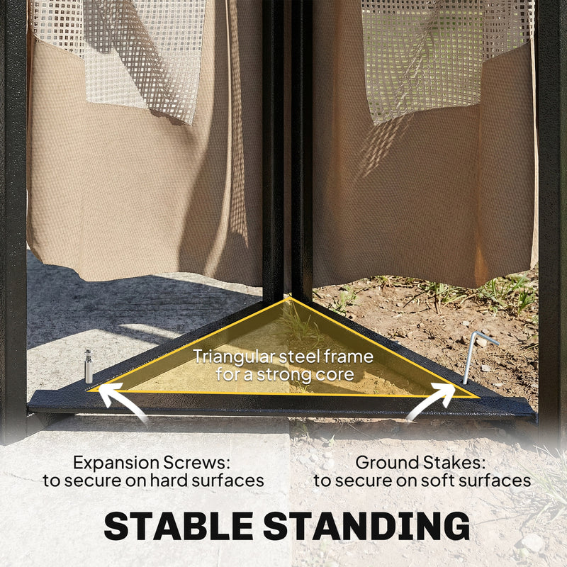 3x3.6m Metal Garden Gazebo with Mesh Sides for Shade and Insect Protection Double Roof, Khaki Outsunny