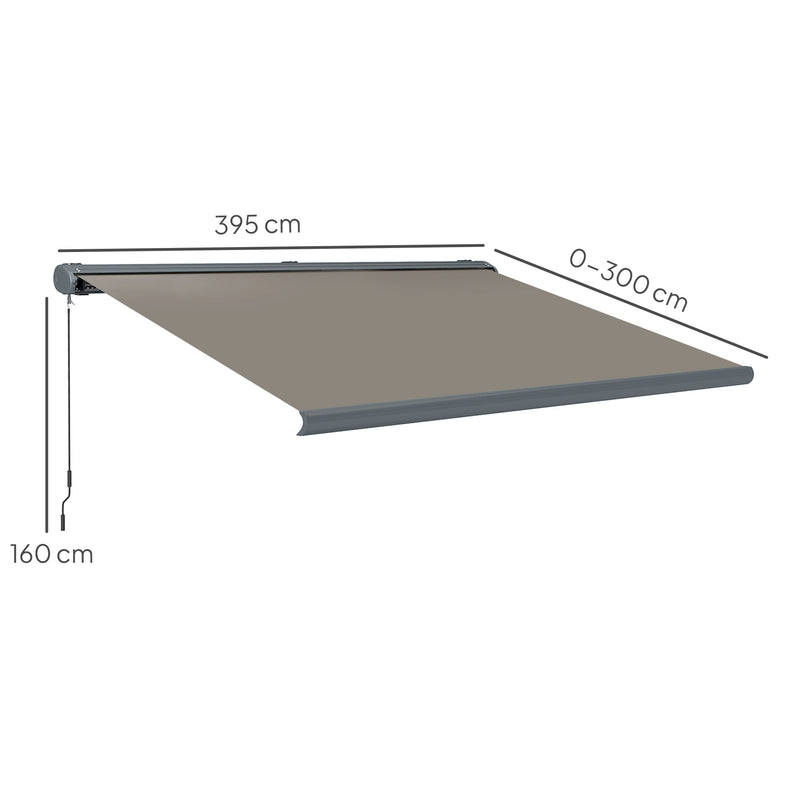 4x3m Electric Retractable Awning with Remote Control UPF50+ Sun Shade Light Grey by Outsunny