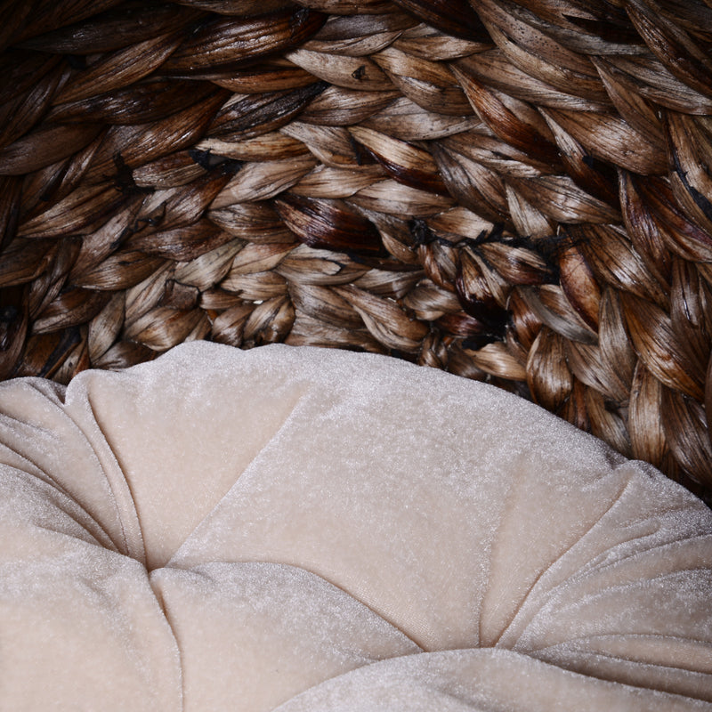 Raised Rattan Cat Bed with Soft Washable Cushion Ideal for Comfortable Naps Brown AOSOM