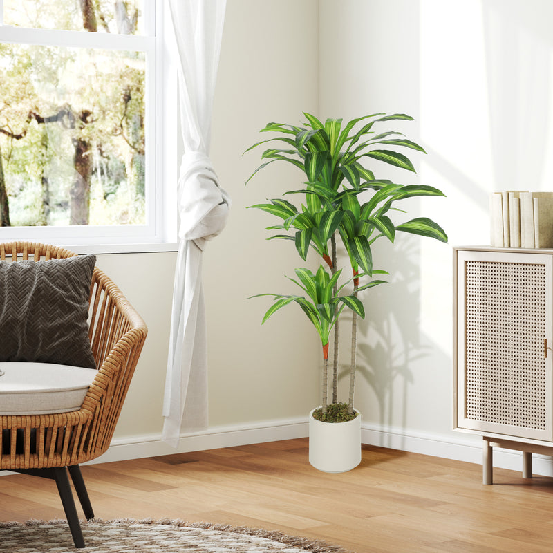 120cm Artificial Dracaena Tree with Realistic Bendable Trunks for Home or Office Green