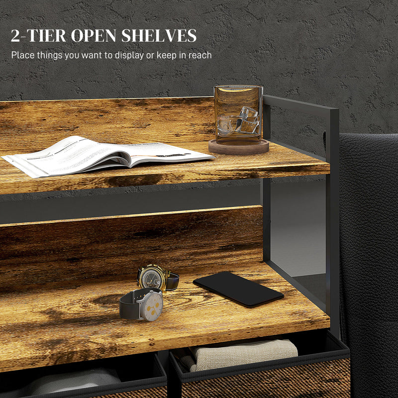 Rustic Storage Chest with 7 Fabric Drawers Ideal for Bedroom or Hallway Rustic Brown