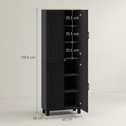 Tall Freestanding Kitchen Pantry Cabinet With Adjustable Shelves For Dining Room Storage, Black