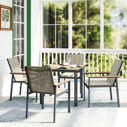 Garden Dining Set for 4 with Comfortable Chairs and Easy Clean Tabletop Teak Outsunny