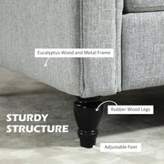 Vintage Upholstered Accent Chair with Back Cushion and Rolled Arms for Living Room Light Grey