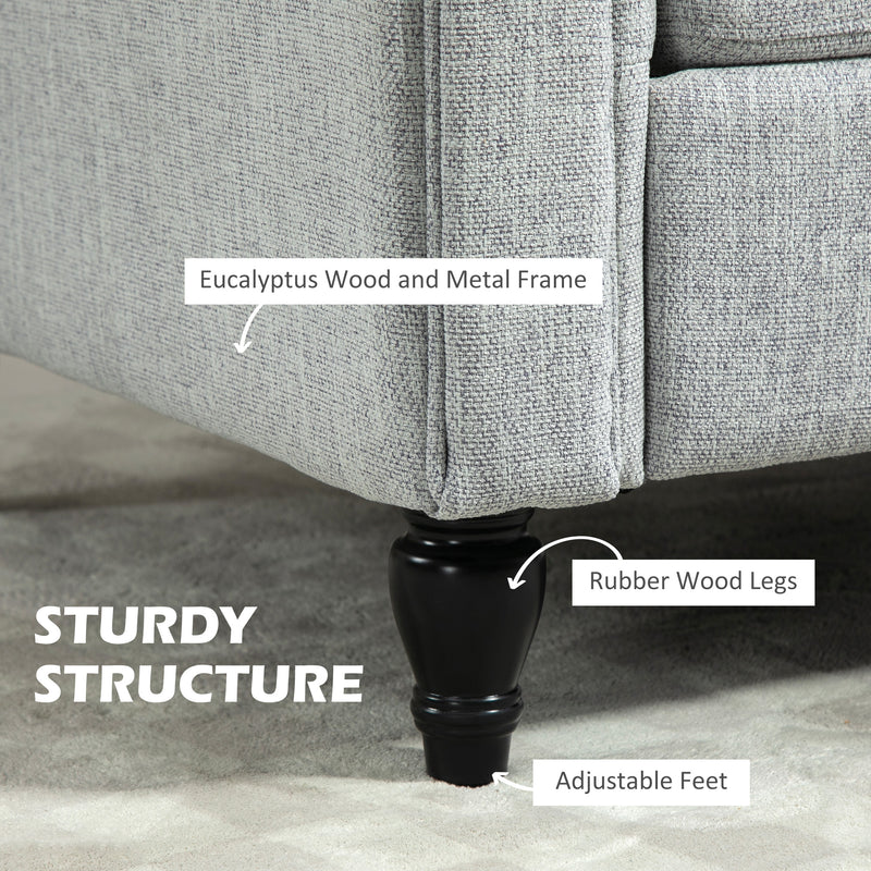 Vintage Upholstered Accent Chair with Back Cushion and Rolled Arms for Living Room Light Grey