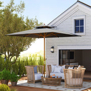 Black 3x3m Garden Parasol with Double Tier Canopy for Sun Protection by Outsunny