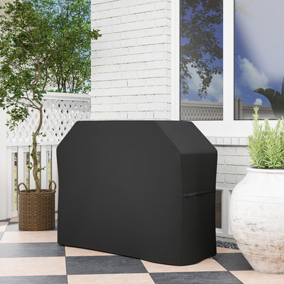 Large Waterproof BBQ Grill Cover With Protective Plastic Coating For Outdoor Use Black