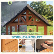 Wooden Outdoor Playhouse With Benches and Snack Bar for Creative Kids Role Play Light Brown Aiyaplay
