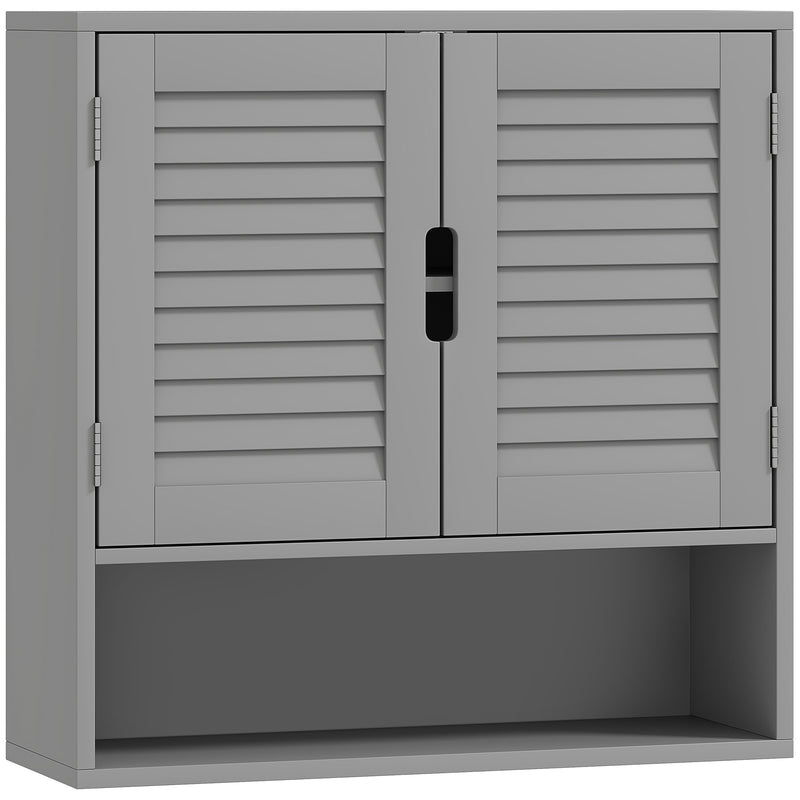 Wall Mounted Bathroom Cabinet With Adjustable Shelves For Organised Storage Grey AOSOM