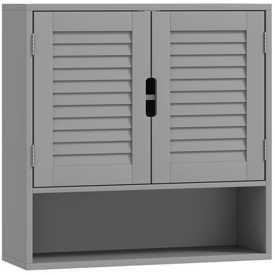 Wall Mounted Bathroom Cabinet With Adjustable Shelves For Organised Storage Grey AOSOM