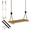 Wooden Garden Swing Set for Children with Adjustable Ropes and Easy Tree Hanging Natural Wood AOSOM