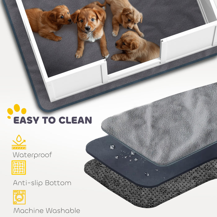 Two Room Whelping Box for Medium Dogs with Pad and Clear Panels 196 x 96cm by PawHut