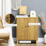 Vintage Wooden Storage Cabinet with Chevron Doors Ideal for Living Room or Bedroom