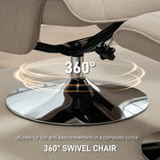 Beige Velvet Swivel Recliner Chair with Footstool for Lounge or Office with Steel Base