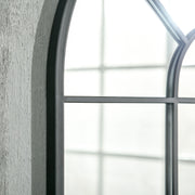Arched Wall Mirror 91 x 60 cm With Window Design For Living Room Or Bedroom Black