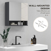 Wall Mounted Bathroom Mirror Cabinet With Adjustable Storage Shelves, Light Grey