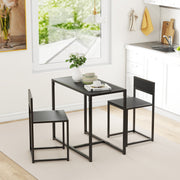 Black 2 Seater Dining Table Set with Steel Frame Space Saving Design for Small Kitchens
