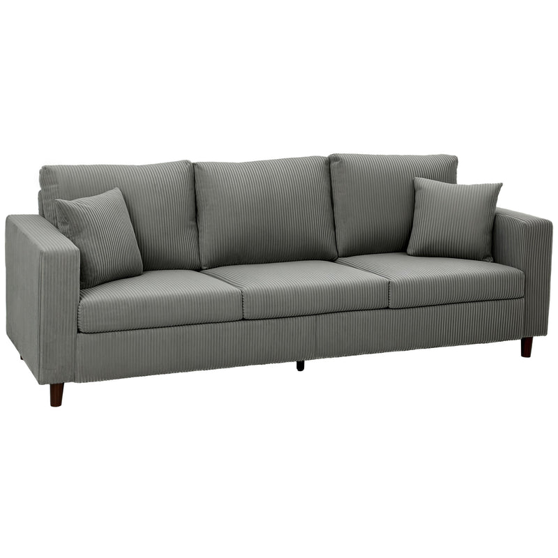 Three Seater Sofa for Spacious Family Lounging with Deep Cushions and Corduroy Fabric