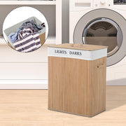 100L Collapsible Wooden Laundry Basket With Lid And Removable Lining For Home Storage