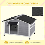 Wooden Dog Kennel for Medium Dogs Raised Outdoor Shelter Weatherproof Design Grey