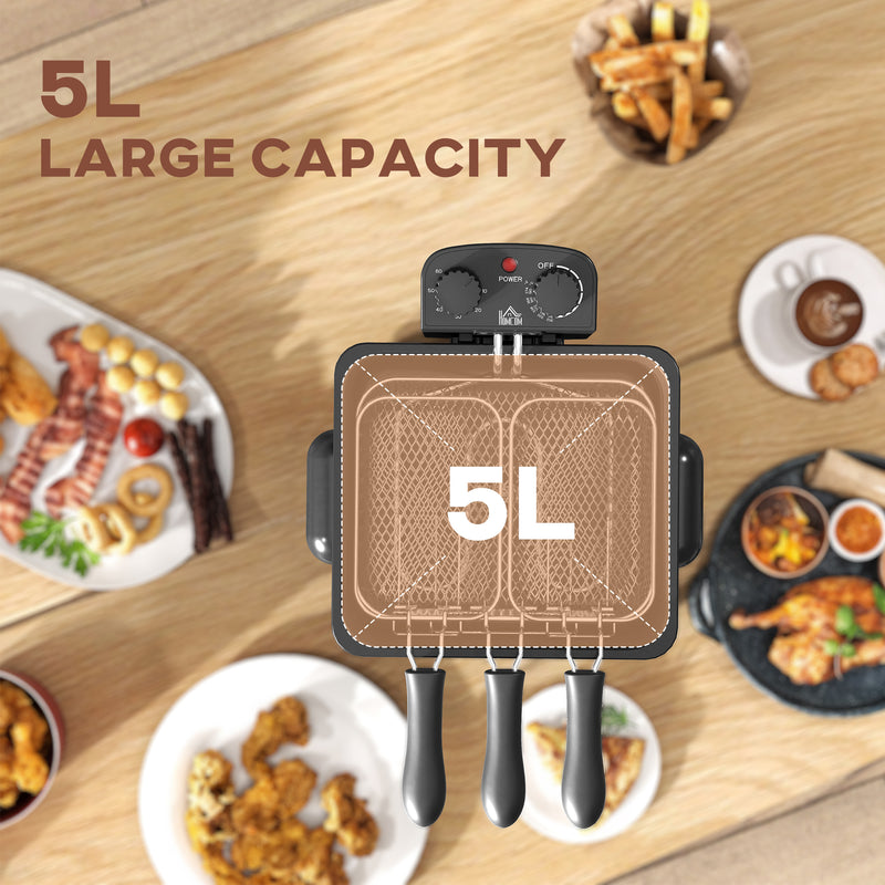 5 Litre Stainless Steel Deep Fat Fryer 2000W With Timer For Chips And Fried Chicken