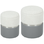 Ottoman Storage Set with Nesting Design for Living Room Organisation Grey Cream AOSOM