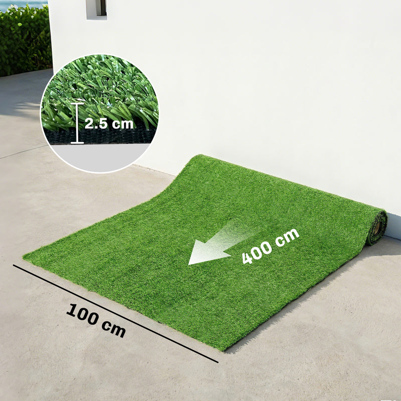 Artificial Grass Roll for Low Maintenance Garden or Patio All Weather Soft Green AOSOM