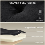 2 Seater Sofa Bed for Small Spaces with Adjustable Backrest and Storage Pockets Black AOSOM
