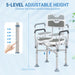 Height Adjustable Shower Chair with Padded U-Shaped Seat and Non-Slip Feet for Elderly by HOMCOM
