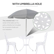 3 Piece White Aluminium Bistro Set with Table and Chairs for Garden or Balcony by Outsunny