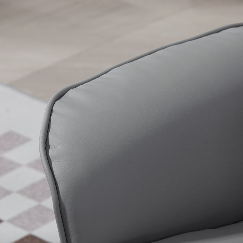 Swivel Recliner Chair with Footstool High Back PU Leather Armchair for Living Room Light Grey