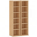 CD Storage Shelves Set of 2 for Organising Media with Adjustable Compartments Natural Wood Finish AOSOM