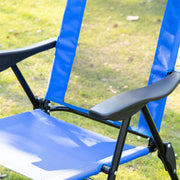 Set of 2 Folding Recliner Sun Loungers With Adjustable Backrest For Garden Use Blue Outsunny