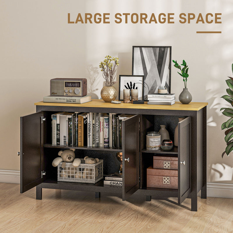 Black Sideboard Buffet Storage Cabinet with Adjustable Shelves for Organised Hallway or Living Room