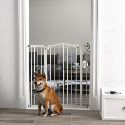 Extra Tall Safety Dog Gate with Auto Close for Doorways and Stairs Adjustable 74 to 94cm White