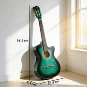Acoustic Guitar Starter Set for Beginners with Carry Case and Accessories Dark Green AOSOM