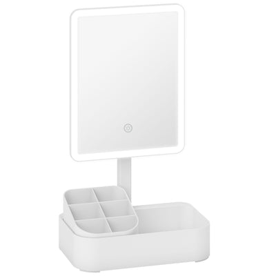 Rechargeable LED Makeup Vanity Mirror with Touch Controls and 180 Degree Rotation White AOSOM