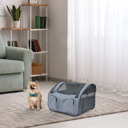 Portable Folding Pet Carrier and Car Seat for Cats and Small Dogs with Mesh Sides, Grey