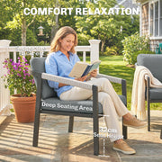 Garden Sofa Set for 4 with Cushions and Lightweight Aluminium Frame Black and Grey Outsunny
