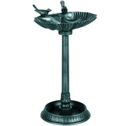 Green 81cm Tall Vintage Style Bird Bath with Decorative Birds and Planter Base by Outsunny