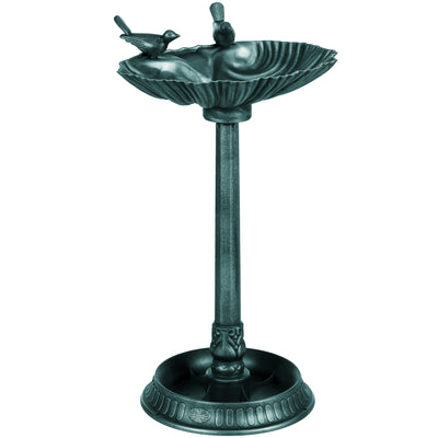 Green 81cm Tall Vintage Style Bird Bath with Decorative Birds and Planter Base by Outsunny