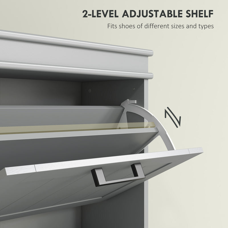 Three Drawer Slimline Shoe Storage Cabinet For Hallway Or Entryway, Grey