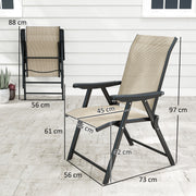 Set of Four Folding Outdoor Chairs Brown and Black Weather Resistant by Outsunny
